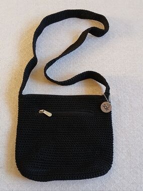 the sak ♡ crochet black shoulder bag witchy goth knit
